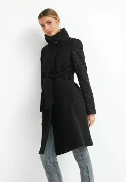 Next Damen STUDDED SLEEVE FUNNEL - Trenchcoat - Black