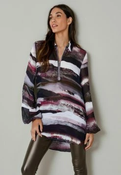 Next Damen ZIP NECK LONGLINE - Bluse - Black