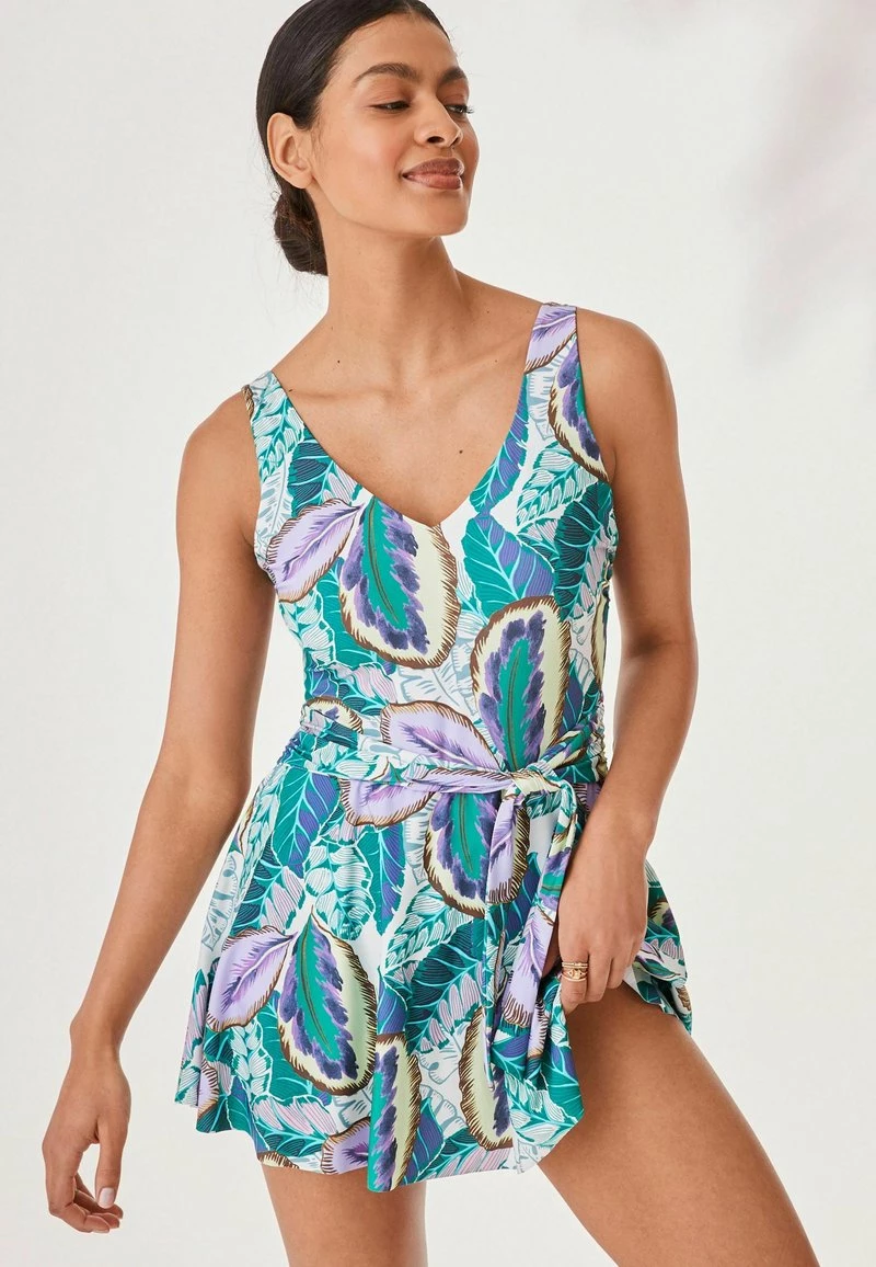 Next Damen Badeanzug - Purple Tropical Print