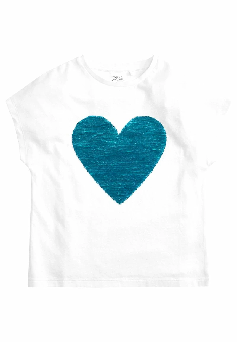 Next Kinder FLIPPY SEQUIN HEART - T-Shirt Print - White Blue – Bild 4