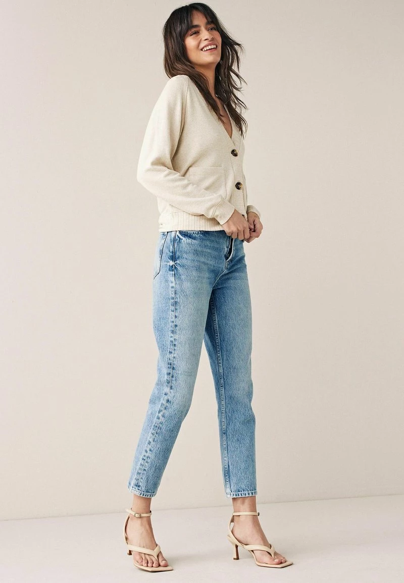 Next Damen BUTTON THROUGH SHORT - Strickjacke - Oatmeal Cream