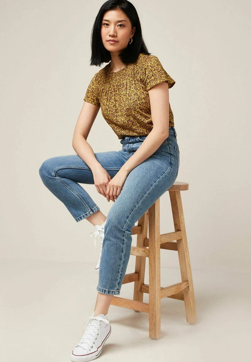 Next Damen SMOCK NECK SHORT SLEEVE - T-Shirt Print - Ochre Yellow Ditsy Floral – Bild 3