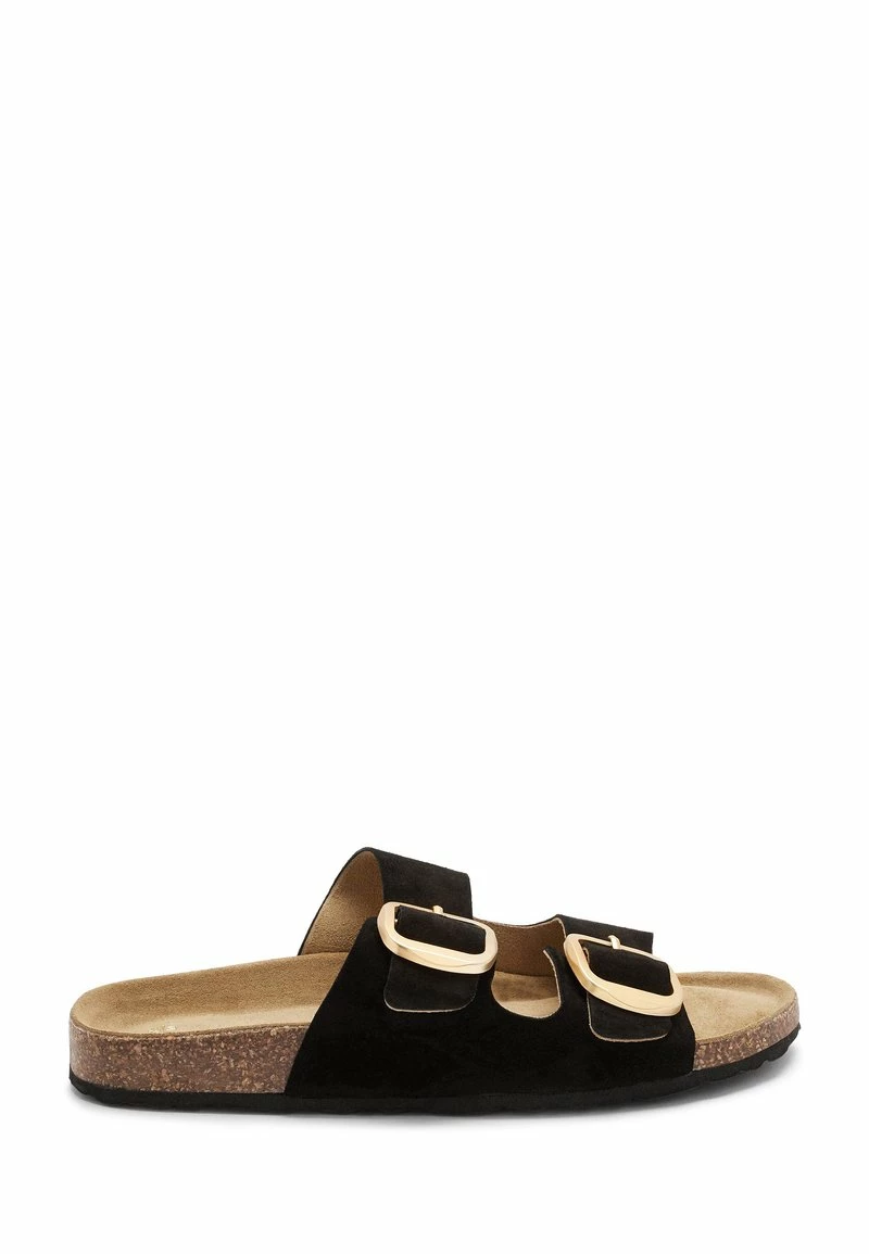 Next Damen DOUBLE STRAP FOOTBED - Pantolette Flach - Black