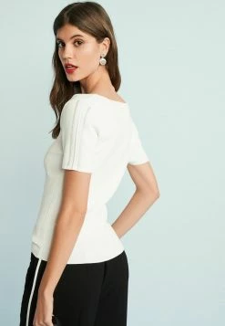 Next Damen SQUARE NECK - T-Shirt Basic - White