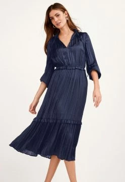 Next SATIN TIE NECK - Freizeitkleid - Dark Blue | Damen