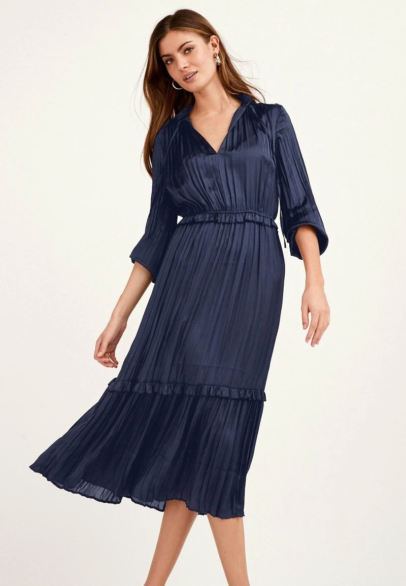Next SATIN TIE NECK - Freizeitkleid - Dark Blue | Damen