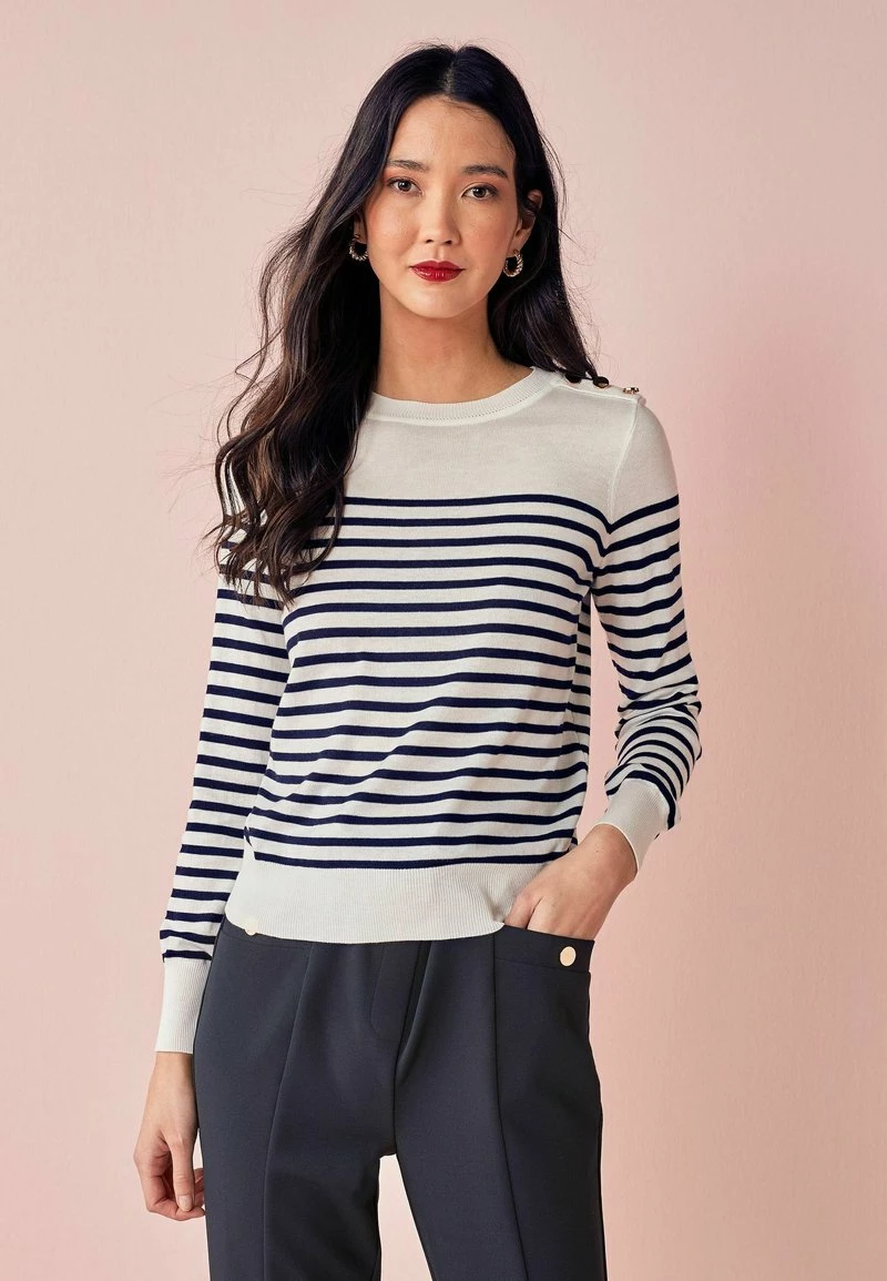 Next Damen BUTTON DETAIL LIGHTWEIGHT - Strickpullover - Light Blue