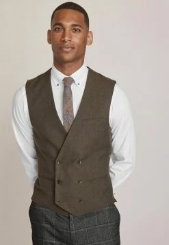 Next Herren CHECK - Weste - Grey/brown