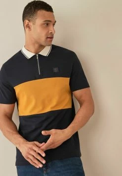 Next BLOCKED ZIP NECK - Poloshirt - Blue (t01003) | Herren