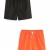 Next 2 PACK - Badeshorts - Black And Fluro Orange | Kinder