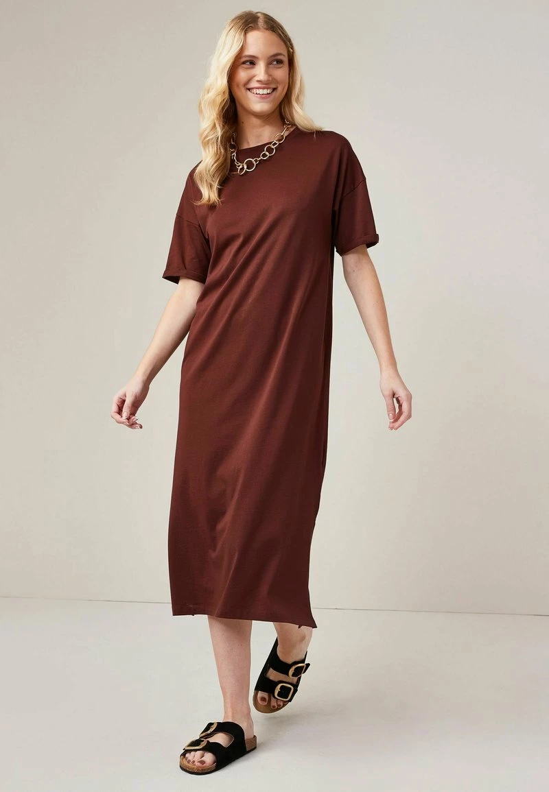 Next Damen SHORT SLEEVE - Jerseykleid - Chocolate Brown