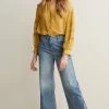 Next Damen SOFT SPLIT HEM CROPPED - Flared Jeans - Mid Blue