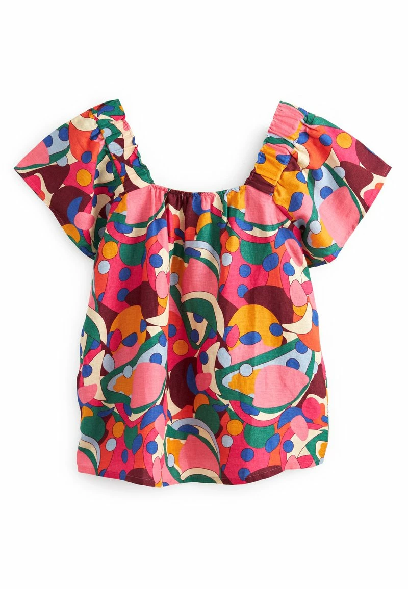 Next Damen FLUTTER SLEEVE SQUARE NECK - Bluse - Pink Geo Print – Bild 6