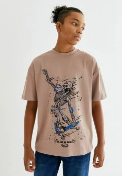 Next T-Shirt Print - Neutral Brown Skate Skeleton | Kinder