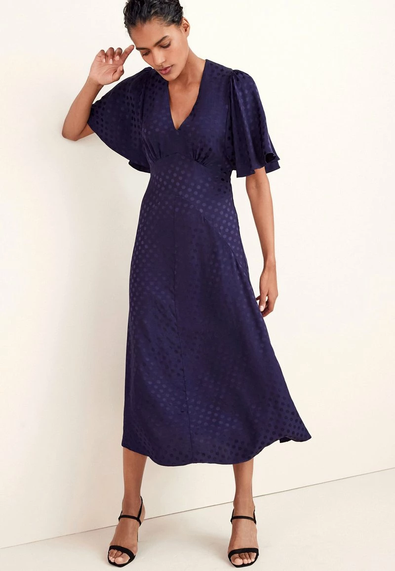 Next Damen FLUTTER SLEEVE MIDI - Freizeitkleid - Dark Blue