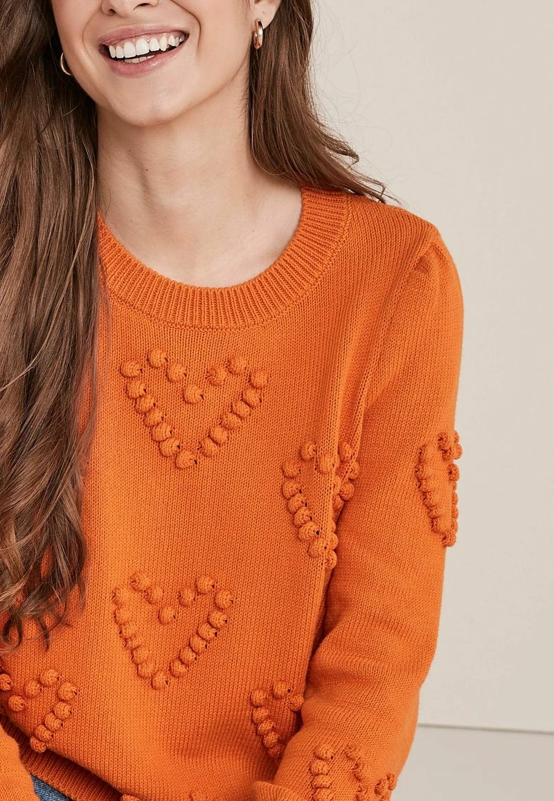 Next Damen POM POM HEART CREW NECK - Strickpullover - Orange – Bild 2