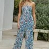 Next Damen SHIRRED BANDEAU - Jumpsuit - Blue Animal