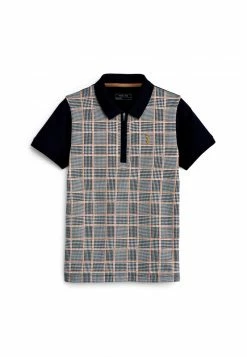 Next Kinder SHORT SLEEVE - Poloshirt - Grey Tan Brown Check