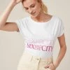 Next Damen T-Shirt Print - White Pink Sex And The City Graphic