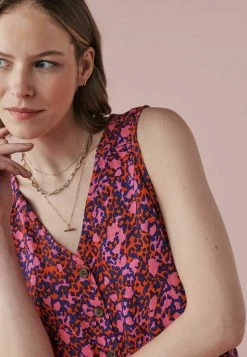 Next Damen Bluse - Pink Animal Print