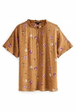 Next Damen SPARKLE RUFFLE - Bluse - Brown Floral