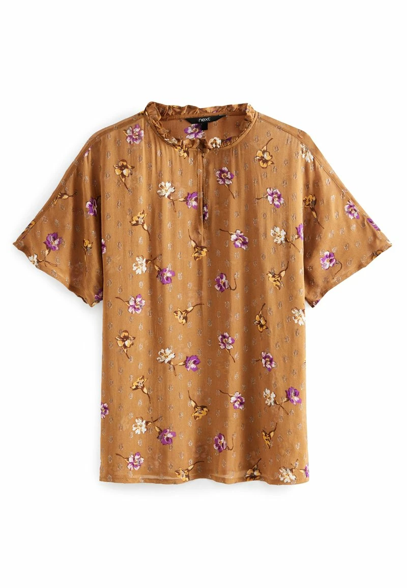 Next Damen SPARKLE RUFFLE - Bluse - Brown Floral