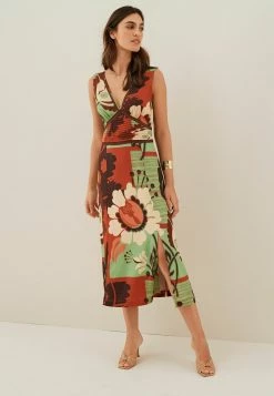 Next LADDER INSERT V-NECK - Jerseykleid - Orange Multi Floral | Damen