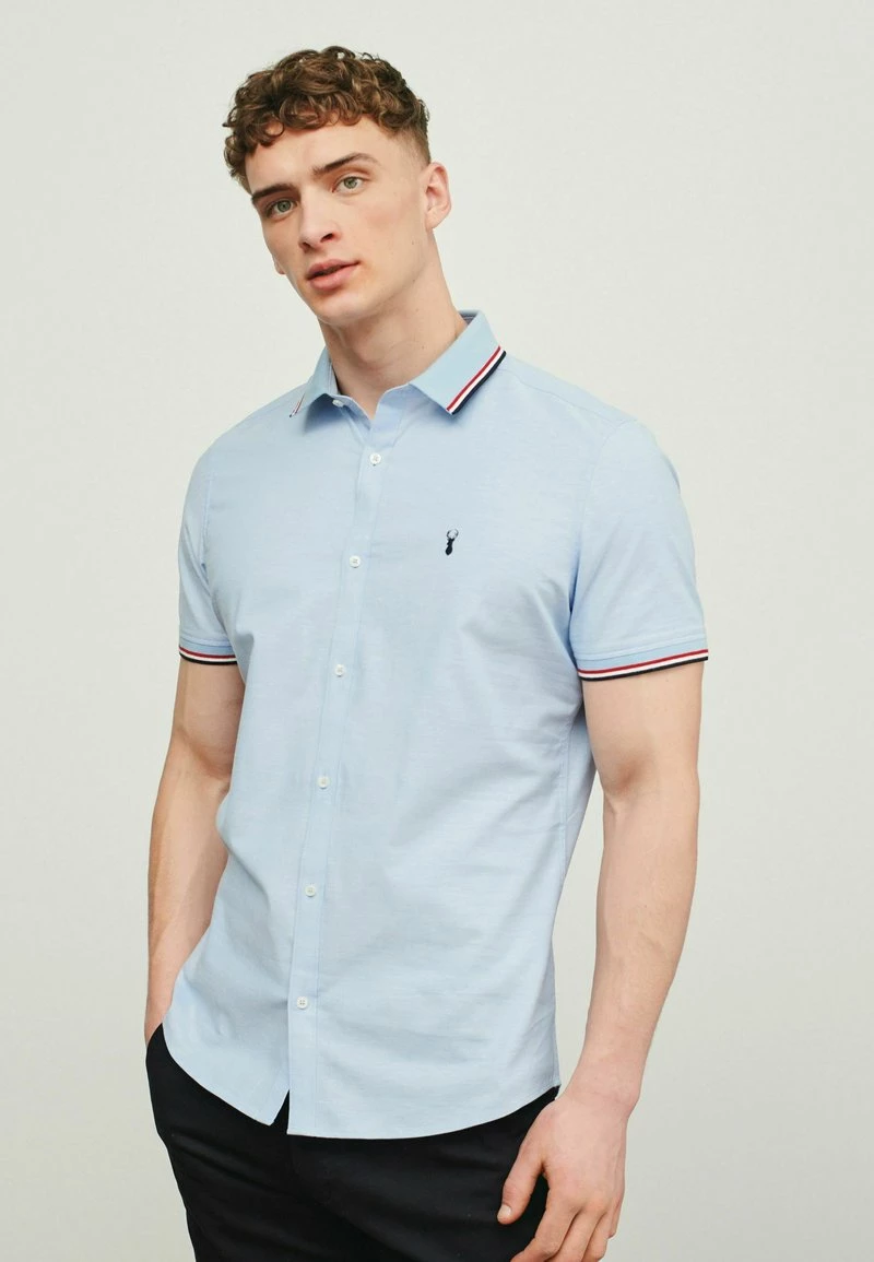 Next Herren STRETCH OXFORD TIPPED COLLAR SHORT SLEEVE - Hemd - Blue