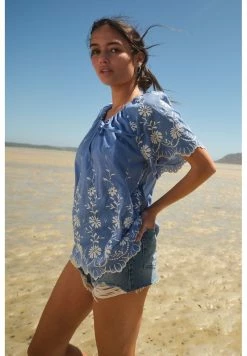 Next Damen SHORT SLEEVE - Bluse - Blue White