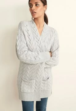 Next Damen CABLE - Strickjacke - Grey Marl