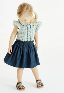 Next Kinder FLORAL COLLARED - Freizeitkleid - Denim Jersey