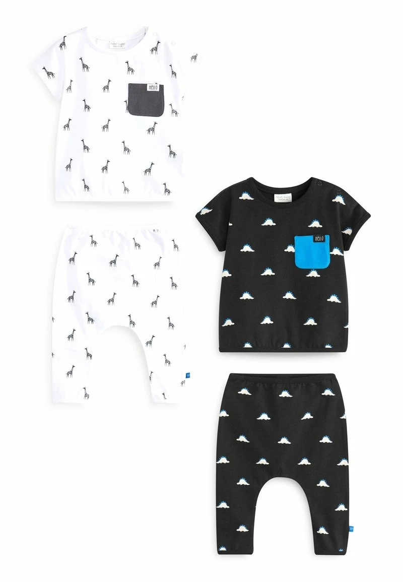 Next Kinder SET - Leggings - Hosen - White And Black Dinosaur