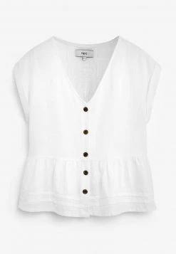 Next Damen BUTTON THROUGH TOP - Bluse - White