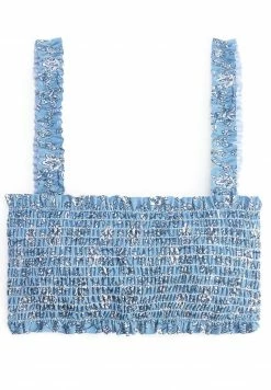 Next Damen SHIRRED - Bikini-Top - Blue Ditsy