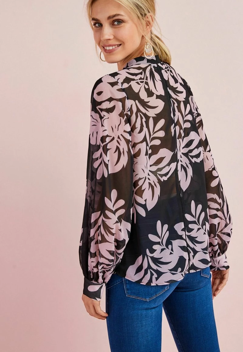 Next Damen TRIM DETAIL - Hemdbluse - Black/pink Floral – Bild 4