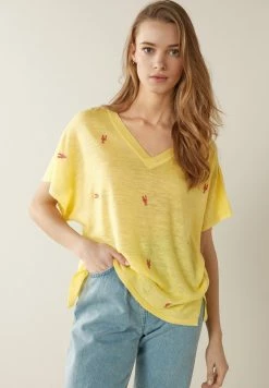 Next Damen V-NECK - T-Shirt Print - Yellow