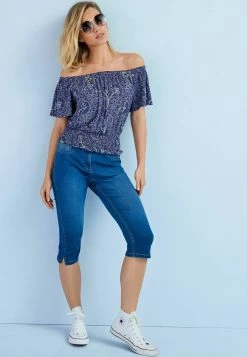 Next Damen PEDAL PUSHER - Jeans Shorts - Dark Blue