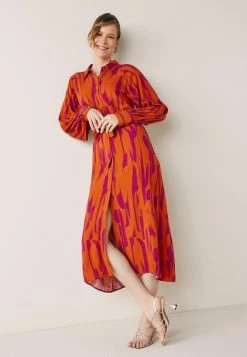Next Damen Blusenkleid - Orange/pink Geo