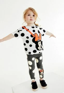 Next Kinder MINNIE MOUSE EMBROIDERED - Leggings - Hosen - Monochrome