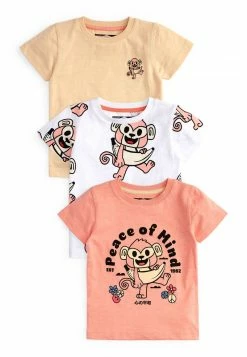 Next Kinder MONKEY GRAPHIC SHORT SLEEVE 3 PACK - T-Shirt Print - Brown White