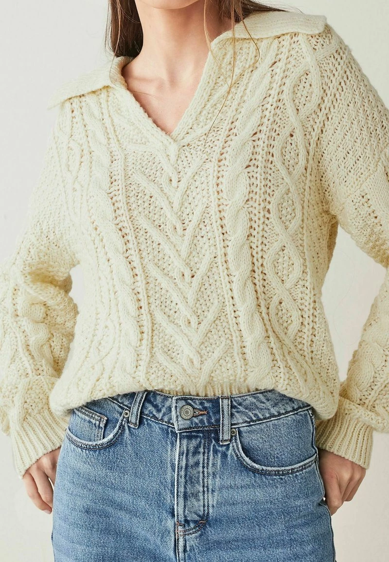 Next Damen COLLAR CABLE - Strickpullover - Off White – Bild 3