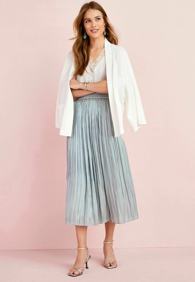 Next Damen GLOSSY - Faltenrock - Grey Blue