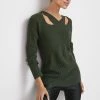 Next Damen CROSS OVER DETAIL NECK - Strickpullover - Khaki