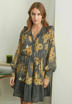 Next Damen CELIA BIRTWELL MINI TEA - Freizeitkleid - Black Spliced Print