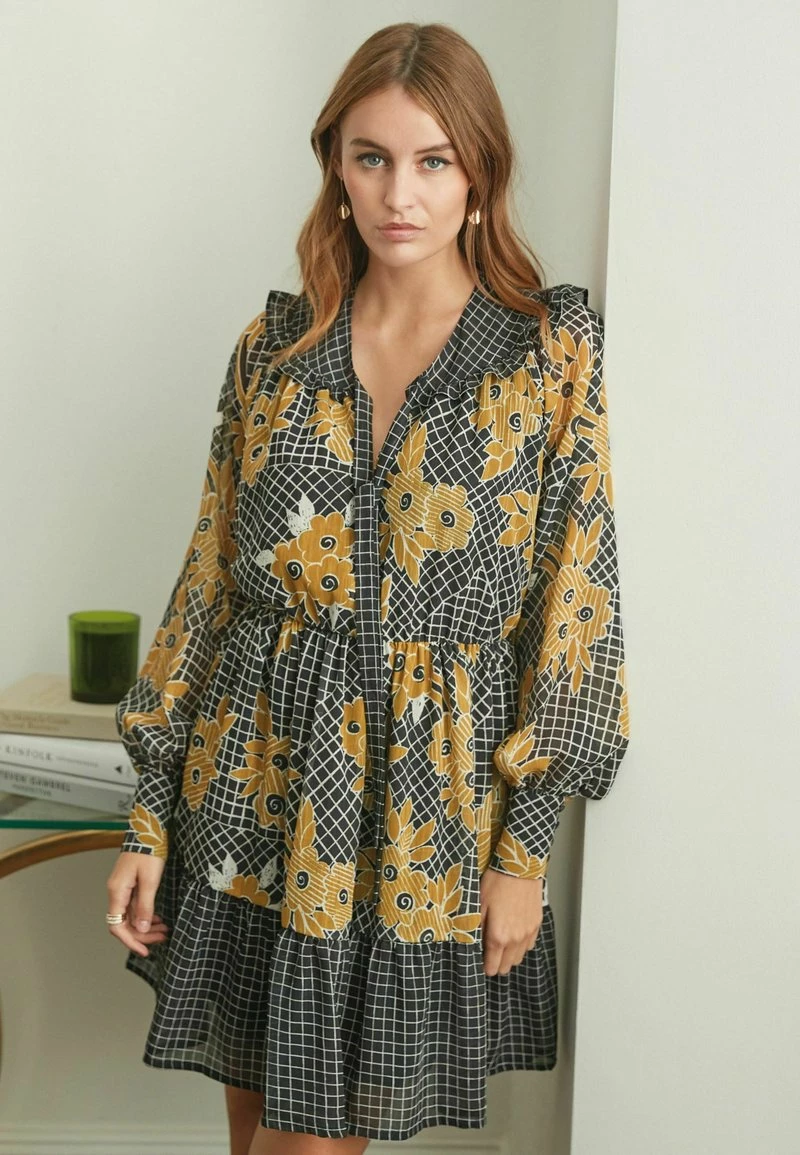 Next Damen CELIA BIRTWELL MINI TEA - Freizeitkleid - Black Spliced Print