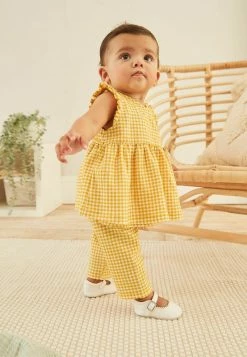 Next Kinder 2 PIECE GINGHAM WRAP AND SET - Top - Ochre Yellow
