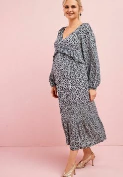 Next Damen RUFFLE DRESS - Maxikleid - Navy Blue