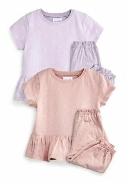 Next Kinder 2 PACK EMBROIDERED PEPLUM - Nachtwäsche Set - Pink Lilac Purple