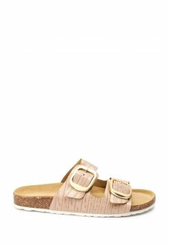 Next Damen DOUBLE STRAP FOOTBED - Pantolette Flach - Mink Brown