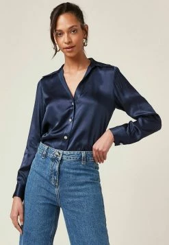 Next Damen BLING BUTTON - Hemdbluse - Navy Blue